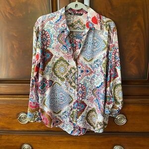 Zara perfect Valentine’s blouse -Multicolor Paisley Shirt